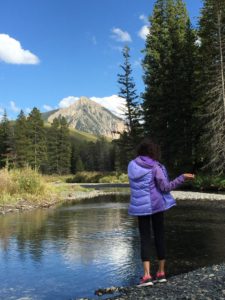 Lower Loop Trail by Peanut Lake. My youngest daughter throwing rocks.